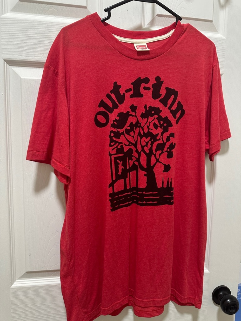 HOMAGE Red Short-Sleeve Tee with Black Out-R-Inn Columbus Ohio  Graphic